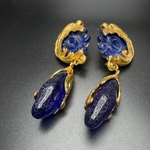 Catwalk Jon - Gold and Blue Earrings